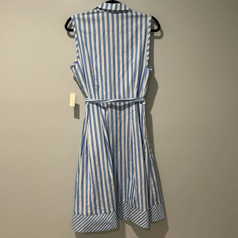 Talbots Women's Dress Blue and White Striped Midi Summer New With Tags Sz 12 - Picture 9 of 11
